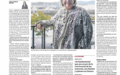 Entrevista con la concejala de Bienestar Animal, Carmen Saras Blanco, en El diario El Comercio